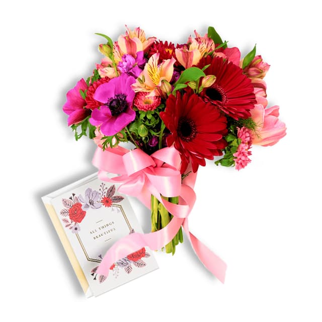 Ramo De Flores Y Postal
